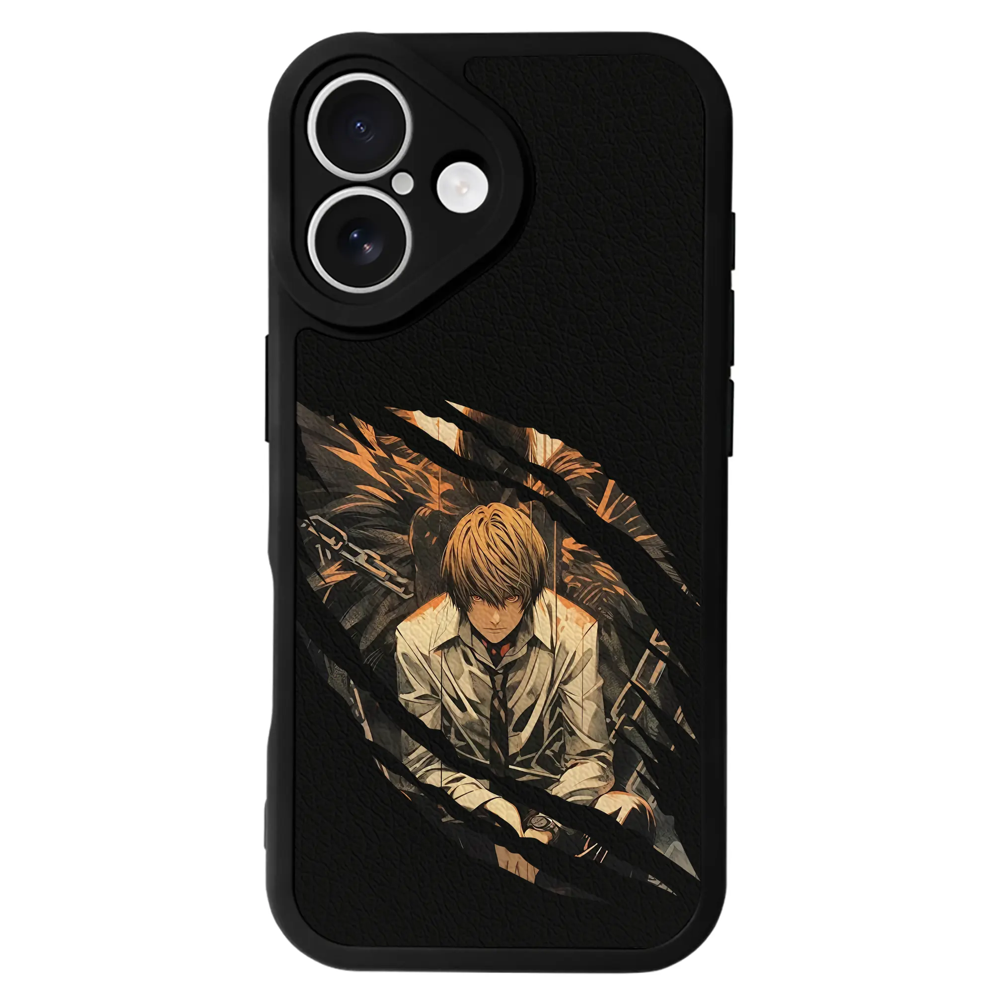 デスノート グッズ,夜神月 - IPhone 16シリーズ対応 ・ シリコンスマホケース ・ レザー調 ・ 高精度フィット ・ 耐衝撃 ・ ワイヤレス充電対応 ・ 精密カット